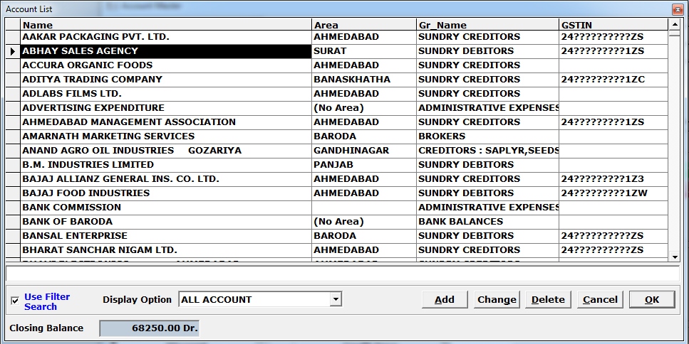 Search List